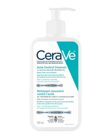 Cerave acne control cleanser 355ml Acne Control Cleanser 2% Salicylic Acid Face Wash with Purifying Clay for Oily Skin and Blackheads Paraben-Free & Non-Comedogenic