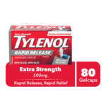 Tylenol rapid release extra strength 500mg 80’ct capsules Made in CANADA In Pakistan