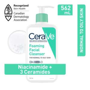 Cerave Foaming Facial Cleanser 563ml Gentle Foaming Facial Cleanser With Niacinamide, Hyaluronic Acid and 3 Ceramides (Normal to Oily Skin)
