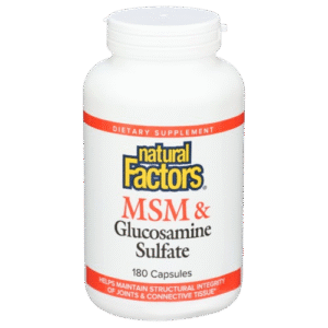 Natural factors MSM & sulphate glucosamine 180’ct cap made in canada